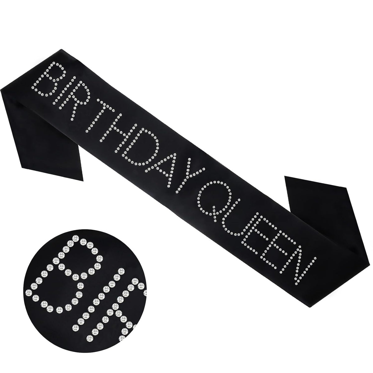 Black rhinestone Birthday Queen sash