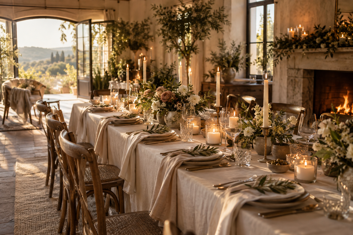 Editorial celebration room prepared for guests