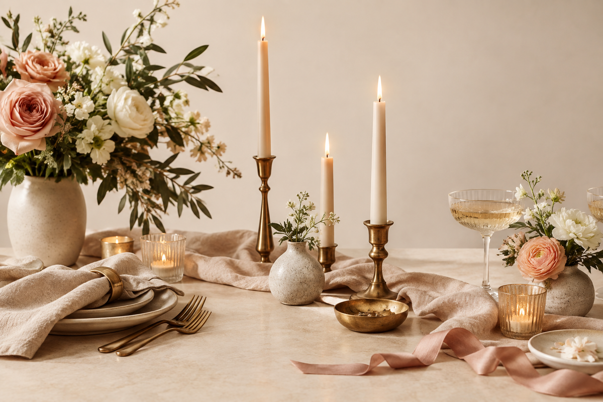 Editorial arrangement of celebration décor details
